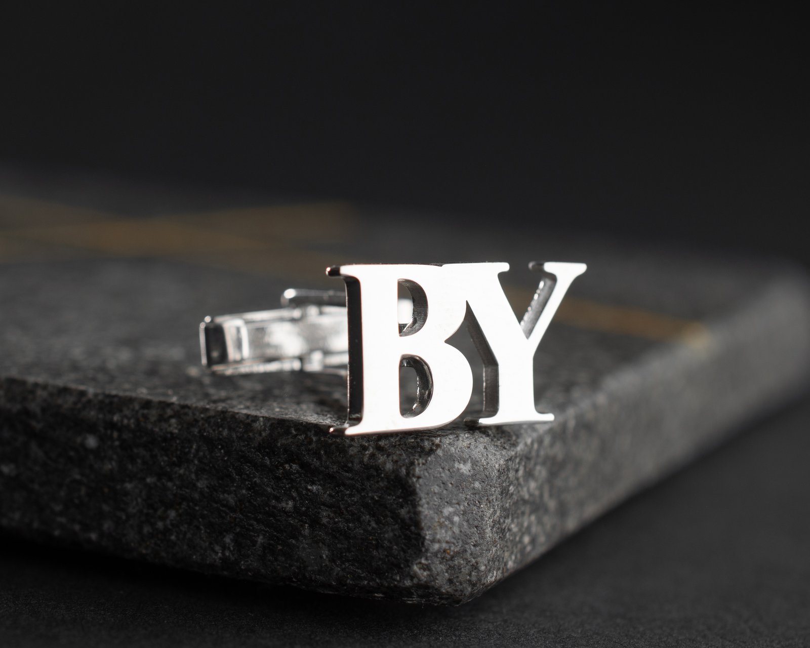 Men's silver initial cufflinks