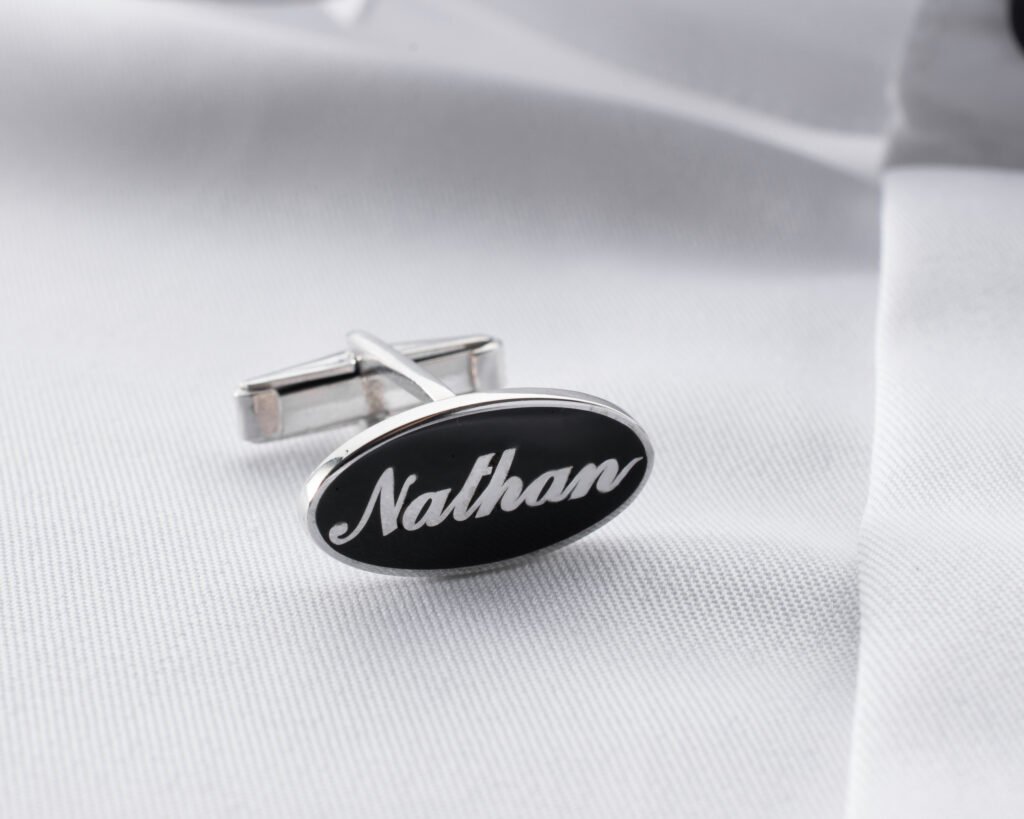 Men's oval black cufflinks
