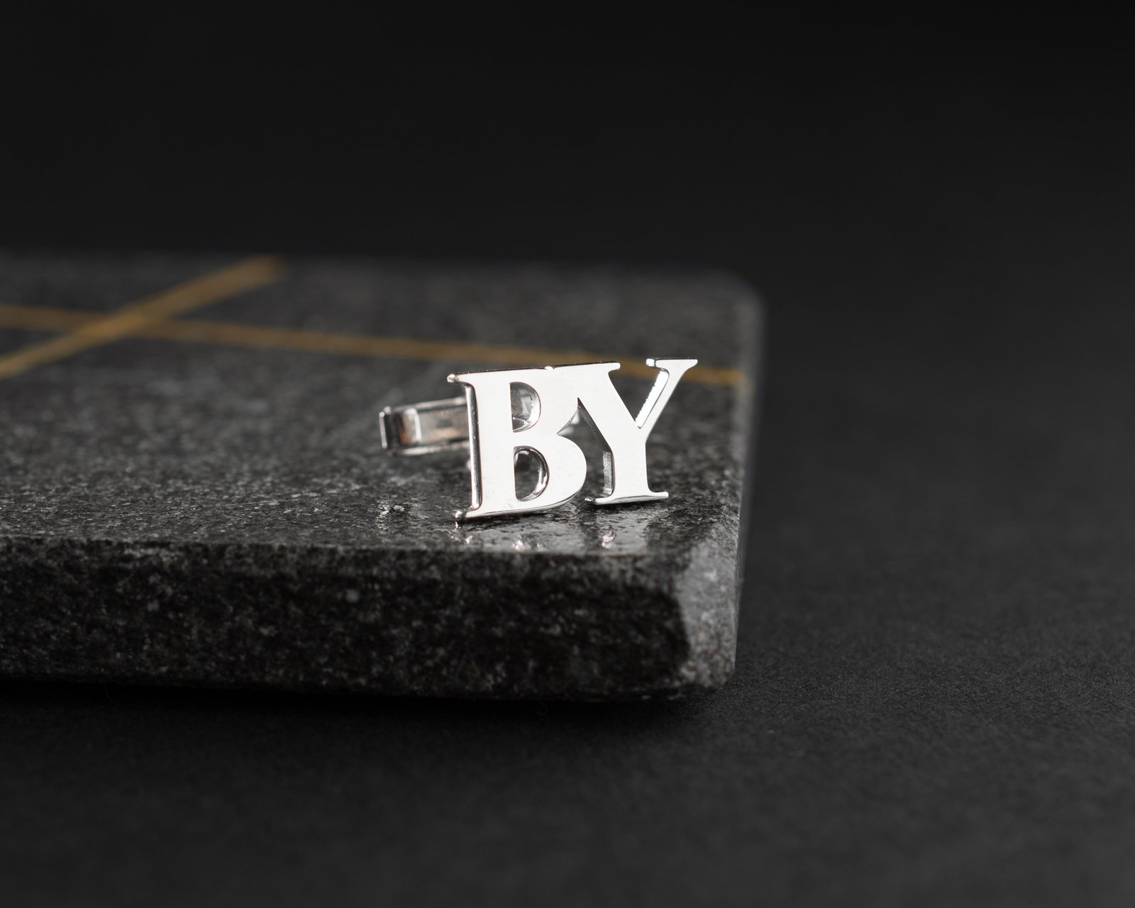 Personalized Men's Cufflinks Silver Initial Letter Design - Image 5