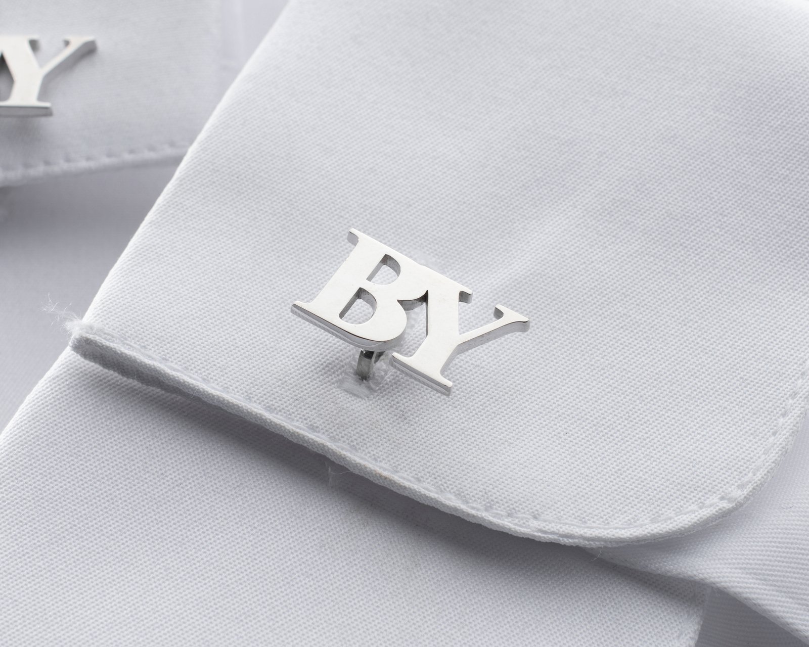 Personalized Men's Cufflinks Silver Initial Letter Design - Image 6