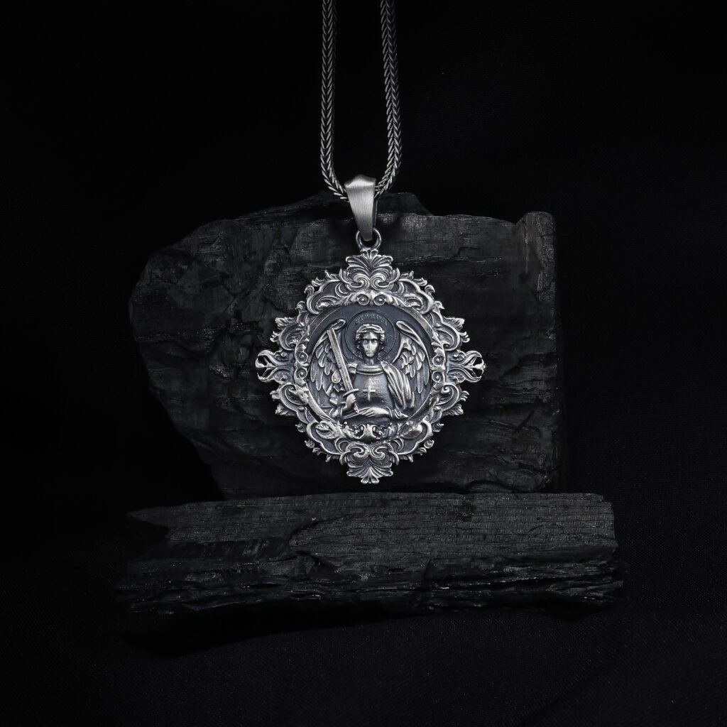 Archangel Baroque Pendant – Silver Warrior Angel