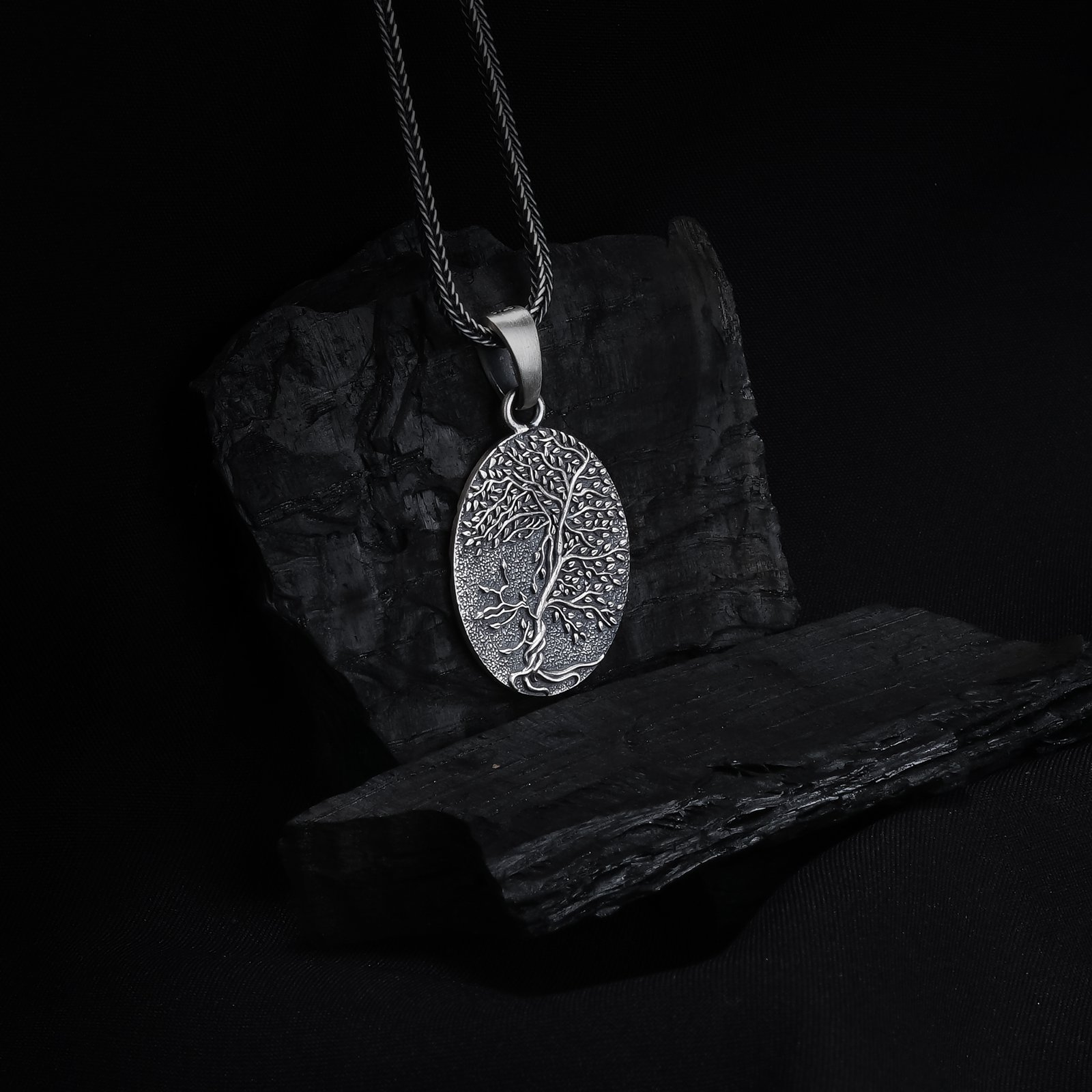 Tree of Life Men's Necklace Balance Symbol Pendant Antique Silver - Image 3
