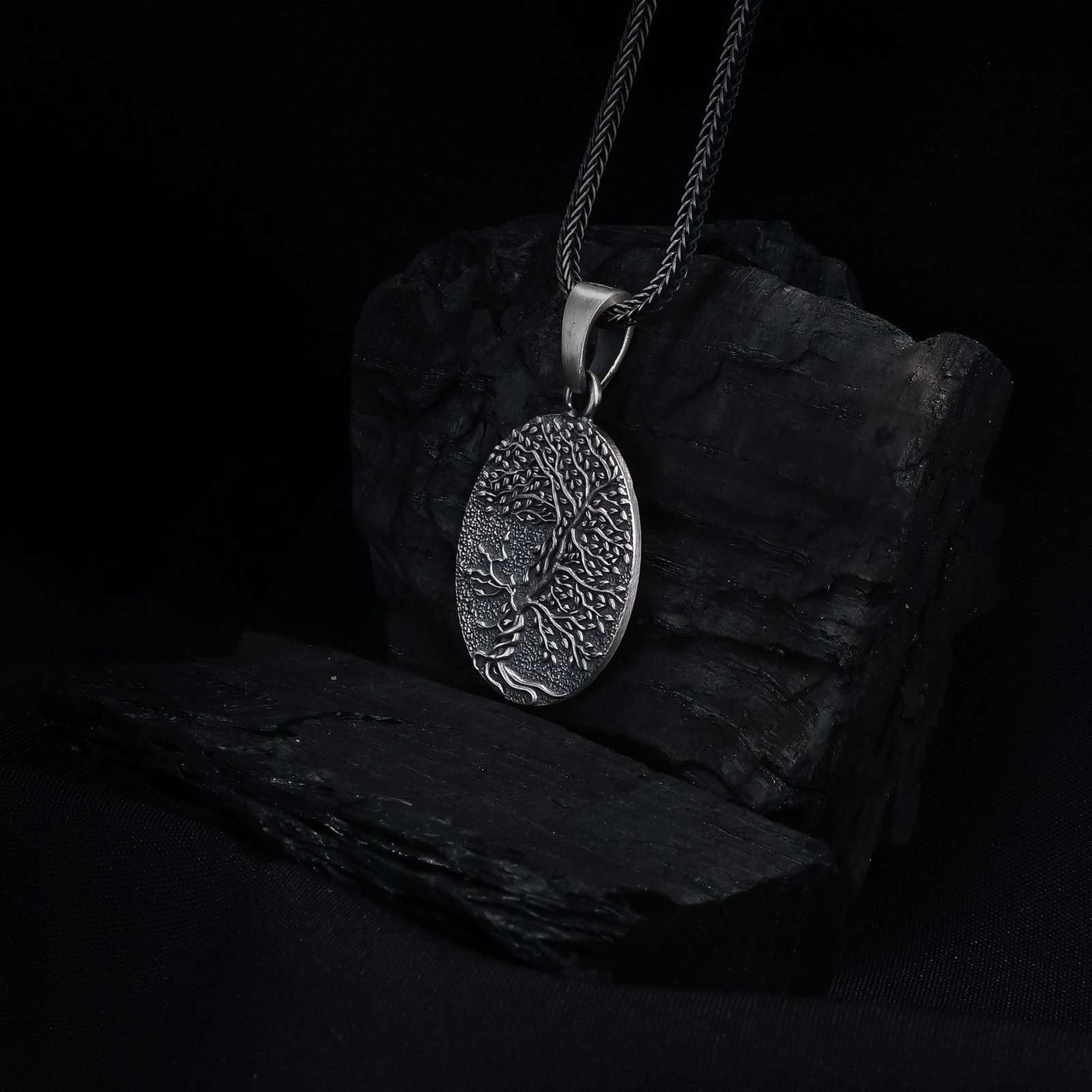Tree of Life Men's Necklace Balance Symbol Pendant Antique Silver - Image 4
