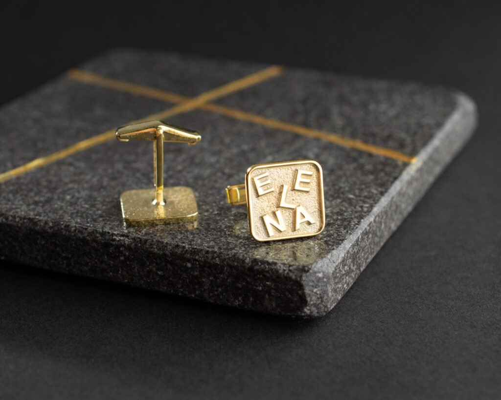 Men's gold textured cufflinks